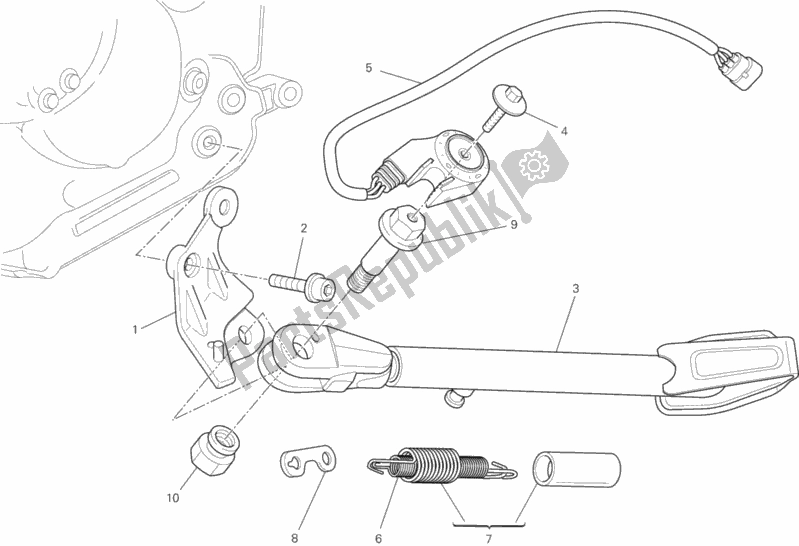 All parts for the Side Stand of the Ducati Monster 696 ABS USA Anniversary 2013